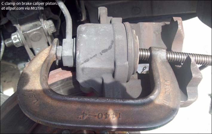 C clamp on brake piston